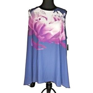 Alfani top sleeveless blouse 24W new with tags Black Purple NWT $89.50      T16